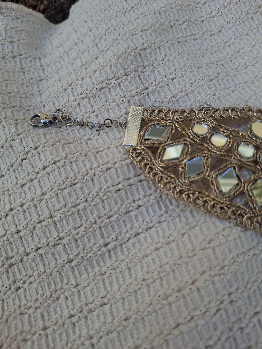 Handmade Boho Mirror Statement Choker Necklace Festival Wedding Rave Vacation - Picture 7 of 8